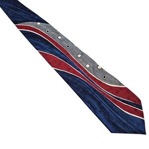 Oscar de la Renta Couture Collection Vintage Grandpas Blue Red Gray Striped Silk